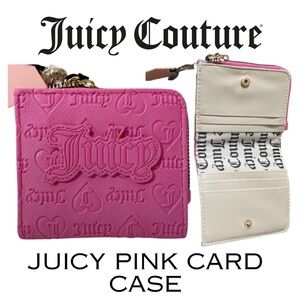 NEW Juicy Couture Upgrade U L-Zip Card Case Shade Juicy Pink